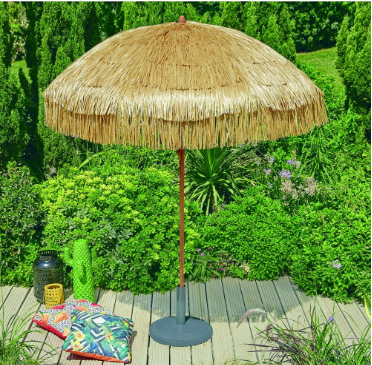 Mainstays 6 feet Thatched Tiki Umbrella Beach Umbrella, Sand Anchor